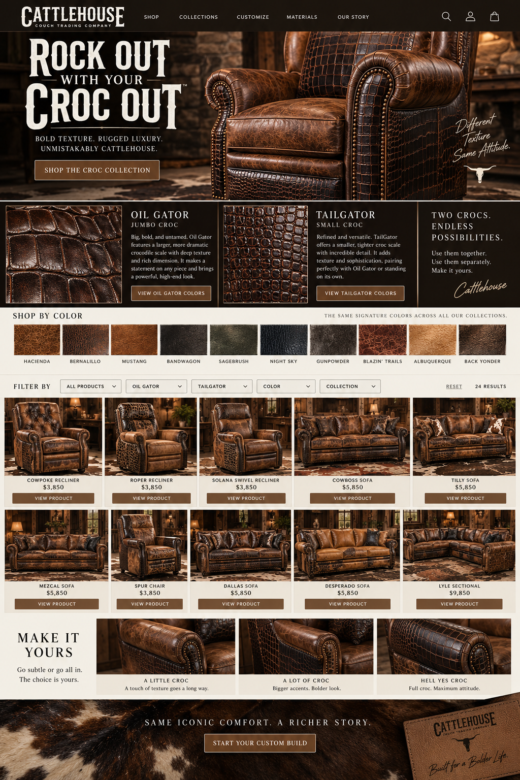Cattlehouse croc-embossed leather furniture